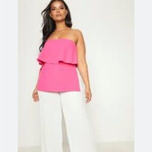 PLUS hot pink bandeau frill overlay strapless top Pretty Little Things slits 22
